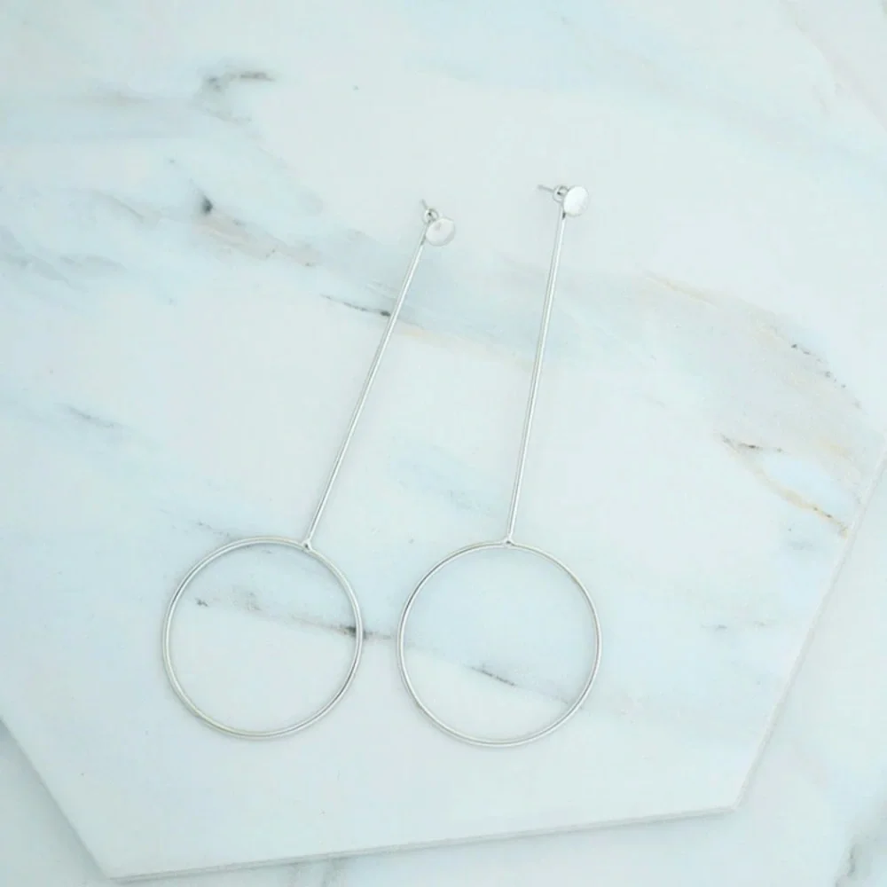 NEW Drop Hoop Earrings - Picture 4 of 5